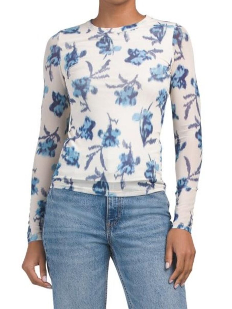 Rag & Bone Yana Printed Mesh Long Sleeve Tee